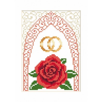 GU 4905-01 Cross Stitch Pattern - Hääkortti - Kultaiset vihkisormukset