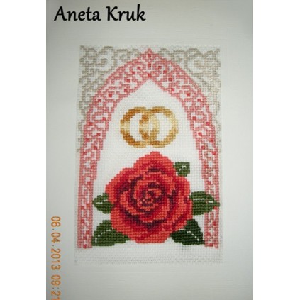 GU 4905-01 Cross Stitch Pattern - Hääkortti - Kultaiset vihkisormukset