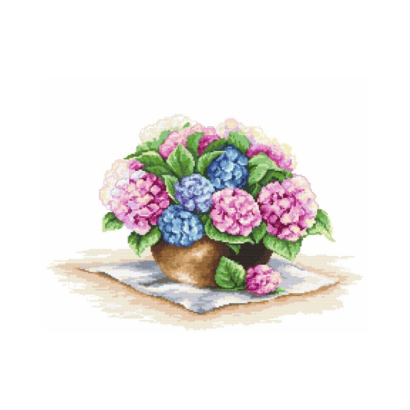 Cross pattern PDF - Hortensia in a vase