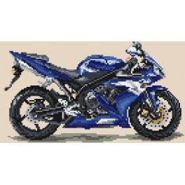 4153 Tapestry canvas - Motorcycle - blue thunder