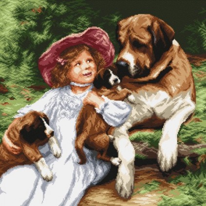 K 22104 Tapestry Canvas - Girl With the Dogs