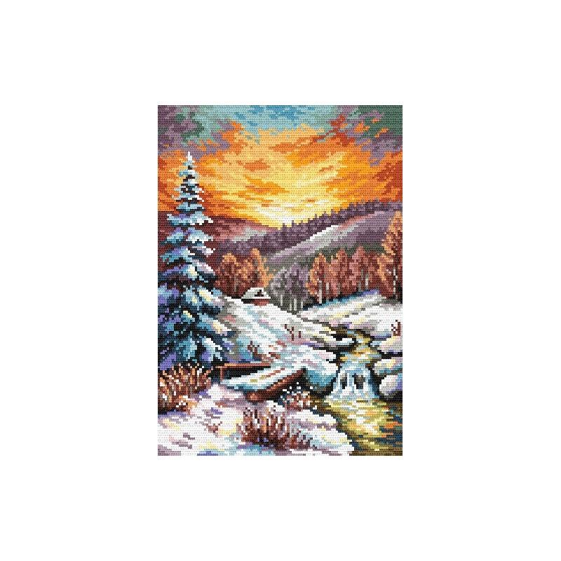 S Sikora Winter Evening Glow Tapestry Canvas Coricamo
