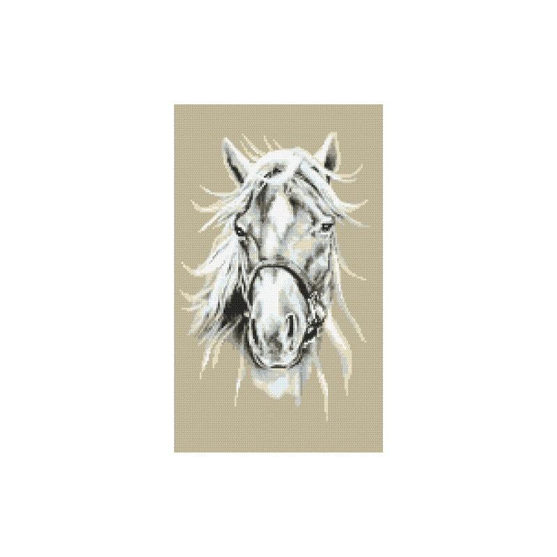 White Horse Wall Decor Counted Cross Stitch Instant Digital Download PDF Pattern White Racehorse Lover Download
