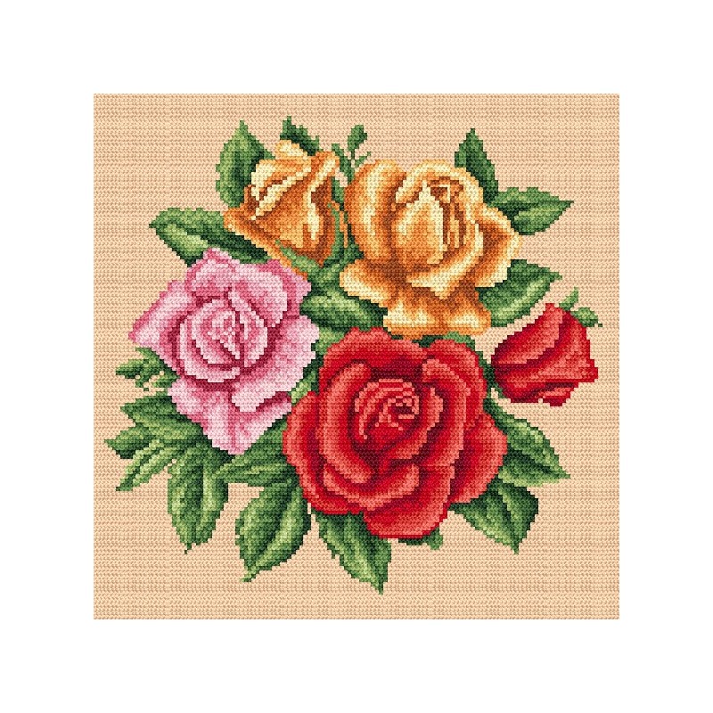 Cross stitch pattern PDF Colourful roses Coricamo