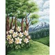 W 4845 Cross stitch pattern PDF - Landscape with anemones