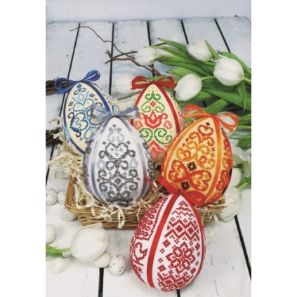 W 8835 Patrón punto de cruz PDF - Huevo de Pascua - arabescos de colores