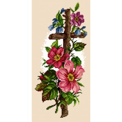 GC 5316 Kreuzstichmuster auf Papier - Kreuz mit Blumen