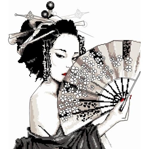 Cross stitch chart Geisha oriental lady No 77a  FlowerPower37-UK FREE UK P&P.. 