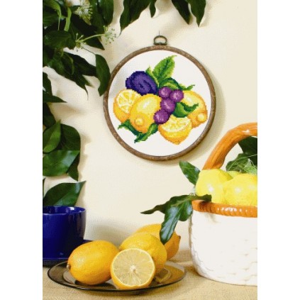 GC 8258 Cross Stitch Mönster - citroner med plommon