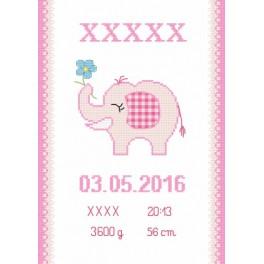 GC 8636-01 Cross stitch pattern - Birth certificate with an elephant