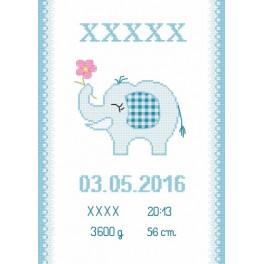 GC 8636-02 Cross stitch pattern - Birth certificate with an elephant