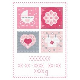 GC 8677-01 Cross stitch pattern - Birth certificate for girl