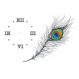 GC 8702 Cross stitch pattern - Clock with peacock feather