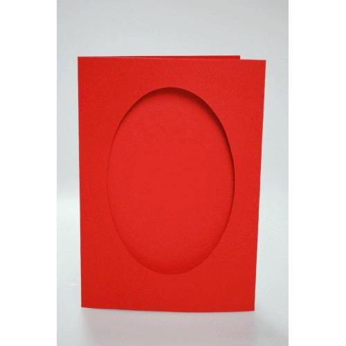 Big card with an oval passe-partout red Big card with an oval passe-partout red