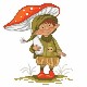 Ein 10018 Tapissery Aida - Gnome mit einem Toadstool