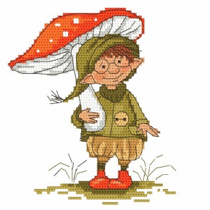 Ein 10018 Tapissery Aida - Gnome mit einem Toadstool
