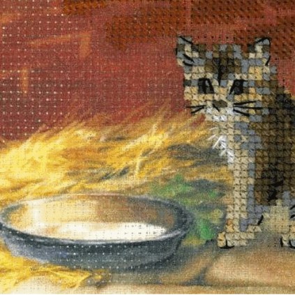 Rio 0053 PT Cross Stitch Kit med garn og trykt bakgrunn - munter gård