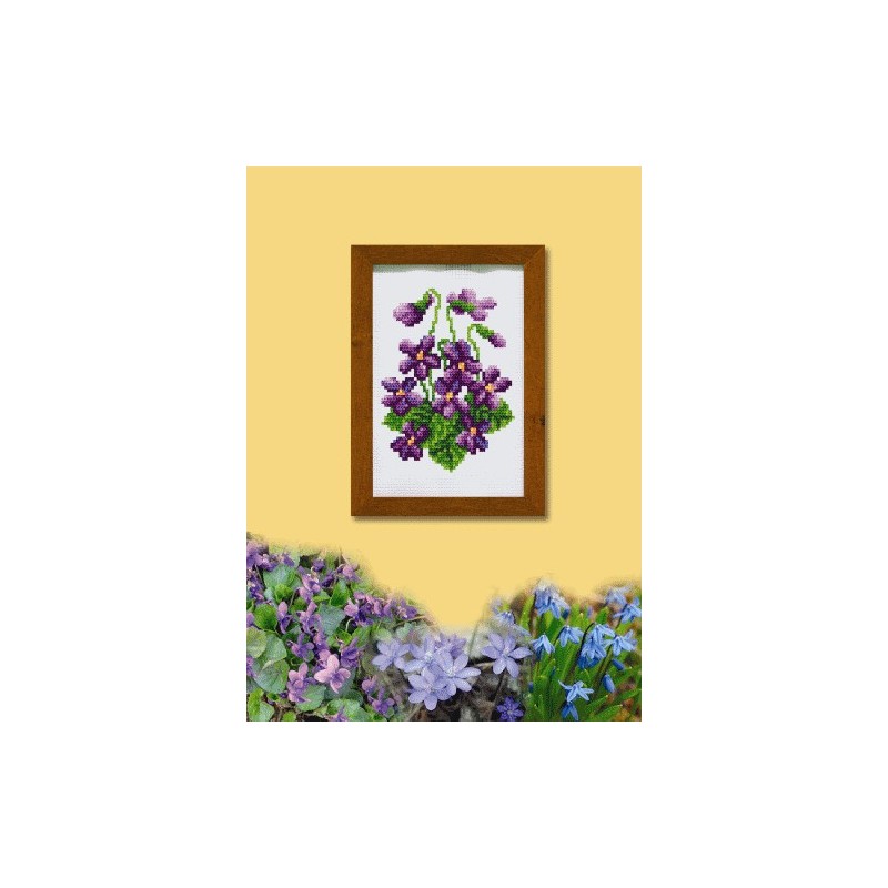 Stamped Cross stitch kit Violets  7518 — Wizardi