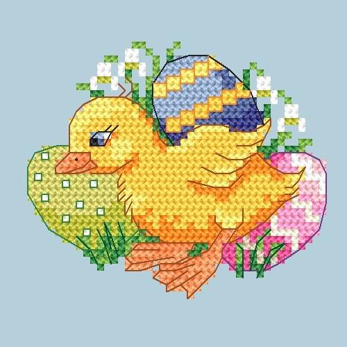 Z 4919 Cross stitch kit - Duck with snowdrop Z 4919 Cross stitch kit - Duck with snowdrop