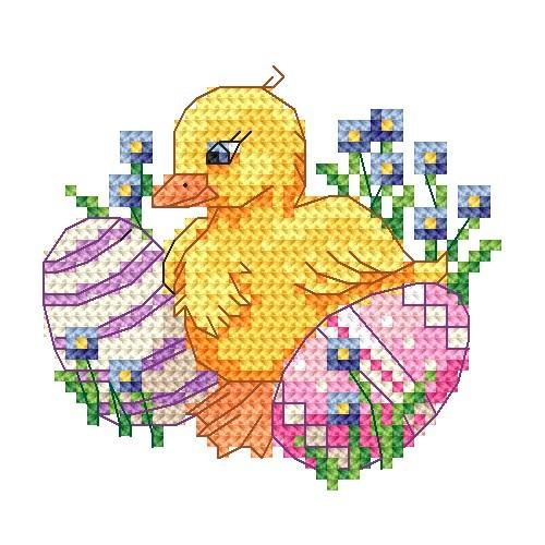 Z 4920 Cross stitch kit - Duck with forget-me-not Z 4920 Cross stitch kit - Duck with forget-me-not