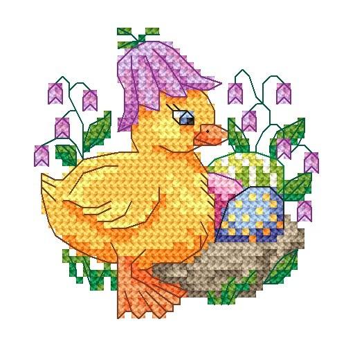 Z 4921 Cross stitch kit - Duck with bellflower Z 4921 Cross stitch kit - Duck with bellflower