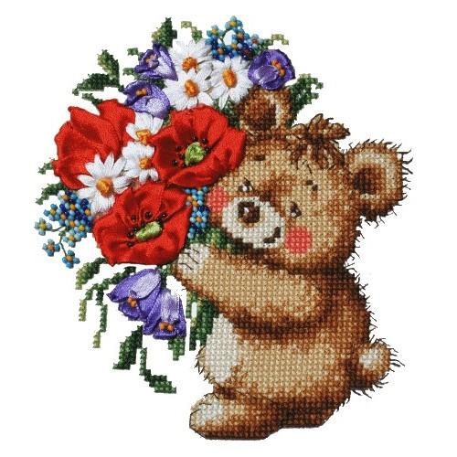 Cross stitch set with beads end ribbons Cross stitch set with beads end ribbons