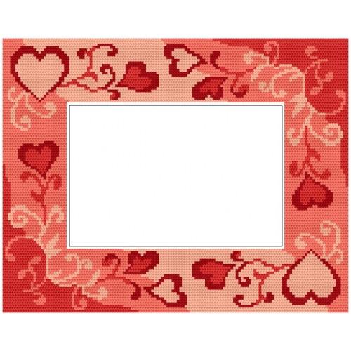 Cross stitch kit - Valentine's day frame with hearts Cross stitch kit - Valentine's day frame with hearts