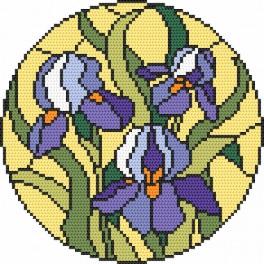 ZK 8600 Kit with beads - Stained glass - Irises