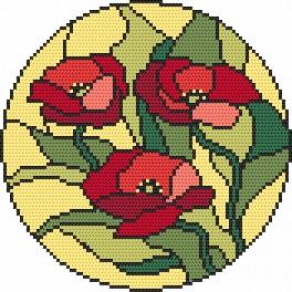 ZK 8601 Kit with beads - Stained glass - Poppies