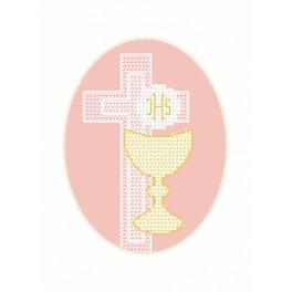 ZU 8629-01 Cross stitch kit - Card - First Holy Communion - Hostia
