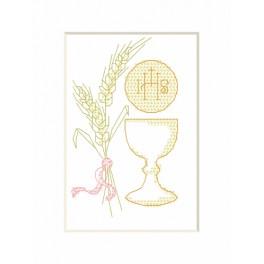 ZU 8686-01 Cross stitch kit - Holy communion card - Holy cup