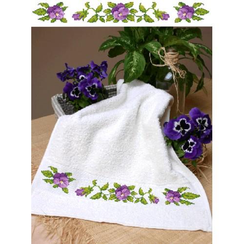 Z 4664 Cross stitch kit - Towel with pansies Z 4664 Cross stitch kit - Towel with pansies
