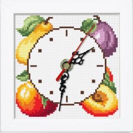 ZGR 8661-01 Cross stitch kit with mouline, clock and frame - Clock with fruits