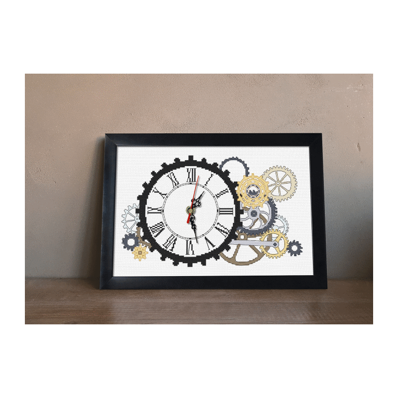Steampunk Clock cross-stitch pattern (XL size, High colors, Full DMC  palette)