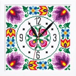 ZGRI 8844 Cross stitch kit with mouline and beads, clock and frame - Ethnic clock