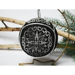 ZU 8587 Cross stitch kit with mouline and beads - Christmas ball - Elegant black