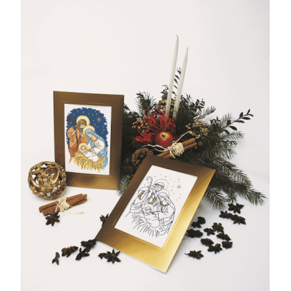 ZU 4898 Kit Cross Stitch - Cartão postal de Natal - Holy Family
