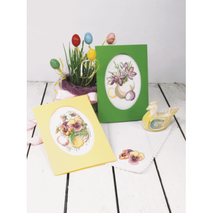 ZU 8678 Kit Cross Stitch - Cartão de Páscoa - Pansies