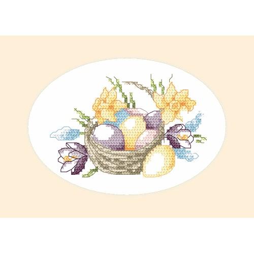 Cross stitch kit - Easter card - Basket with easter eggs Cross stitch kit - Easter card - Basket with easter eggs