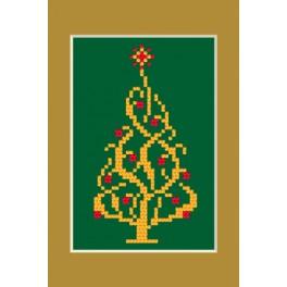 ZI 4948-02 Cross stitch kit with mouline and beads - Christmas card - Shiny Christmas tree