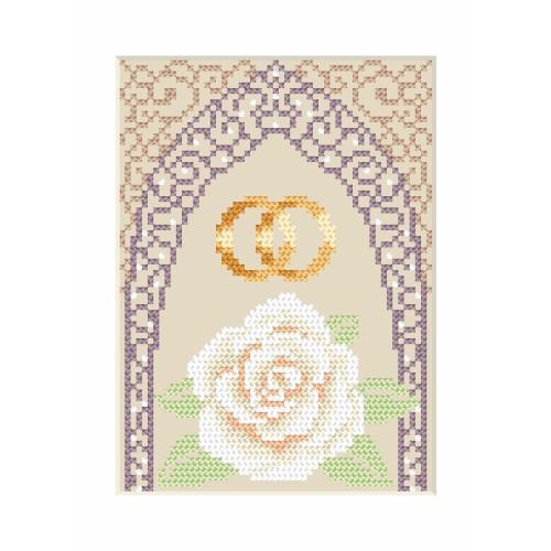 ZI 4905-02 Cross stitch kit with mouline and beads - Wedding card - Gold wedding rings ZI 4905-02 Cross stitch kit with mouline and beads - Wedding card - Gold wedding rings