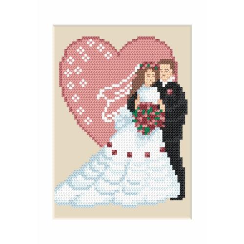 ZI 4906 Cross stitch kit with mouline and beads - Wedding card - Newly-married couple ZI 4906 Cross stitch kit with mouline and beads - Wedding card - Newly-married couple