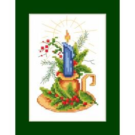 ZI 8294 Cross stitch kit with mouline and beads - Christmas card - card with a candle