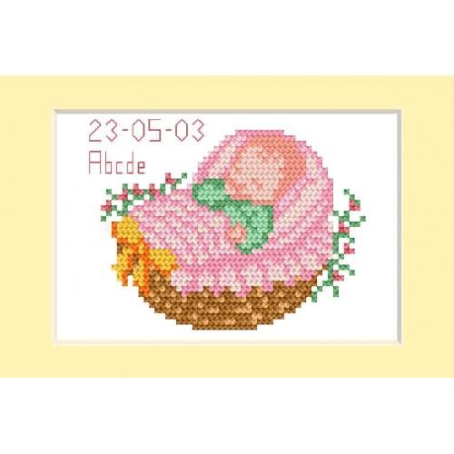 ZU 2005-01 Cross stitch kit - Birth day card - Pink ZU 2005-01 Cross stitch kit - Birth day card - Pink