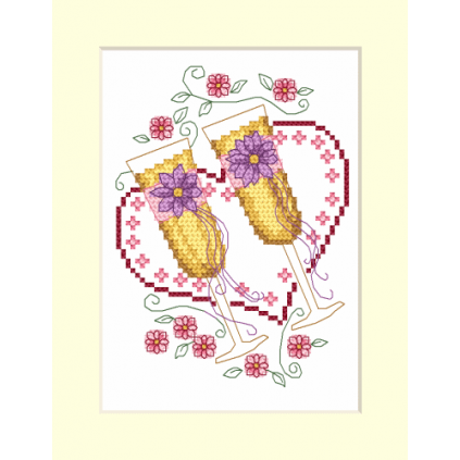 ZU 4953-02 Cross Stitch Kit - Card - Wedding Glasses