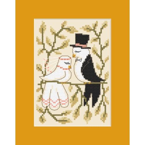 ZU 8448 Cross stitch kit - Wedding card - Doves in love ZU 8448 Cross stitch kit - Wedding card - Doves in love