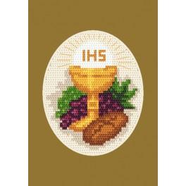 ZU 8419 Cross stitch kit - Holy communion card - Bread and grapes