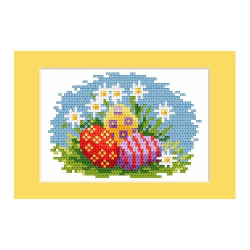 Cross stitch kit - Easter card - Colourful Easter eggs Cross stitch kit - Easter card - Colourful Easter eggs