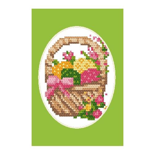 Cross stitch kit - Easter card - Basket with easter eggs Cross stitch kit - Easter card - Basket with easter eggs