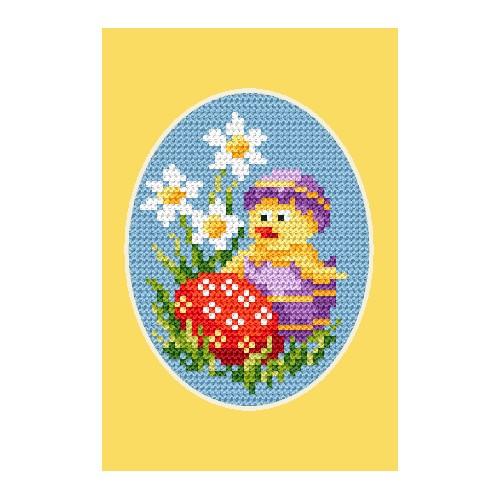Cross stitch kit - Easter card - Chicken and Easter egg Cross stitch kit - Easter card - Chicken and Easter egg